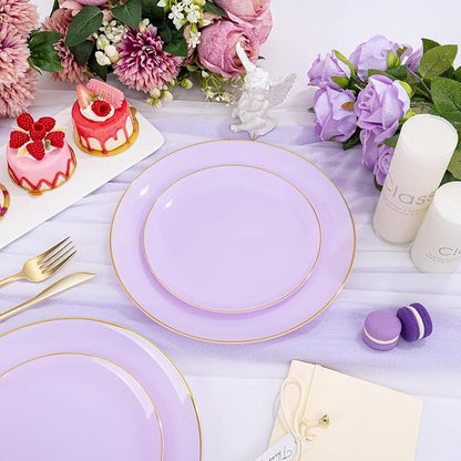 PULOTE 100PCS Purple Plastic Plates Disposable - Image 3