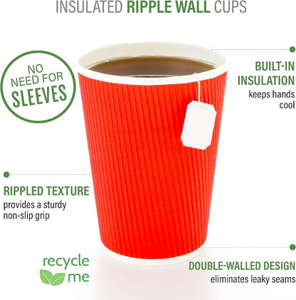 Restaurantware Coffee Cups 500 Pack of 12 oz Ripple Wall Insulated Coffee Cups - Image 4