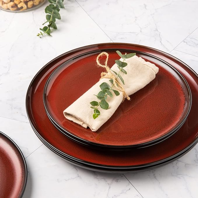 LERATIO Ceramic Dinner Plates Set of 4, 10.5 Inch Reactive Glaze Plate Sets | - Image 3