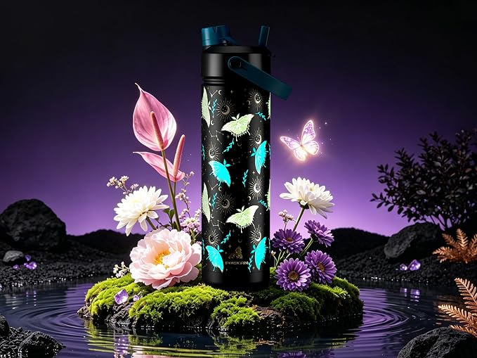 POWCAN 26 oz Insulated Water Bottle: Straw and Spout Lid, Glow-in-the-Dark | - Image 2