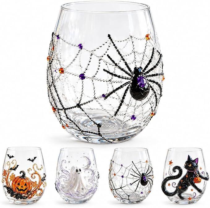3D Halloween Artisan Glassware Collection, Gothic Halloween Glass Cups by Unknown