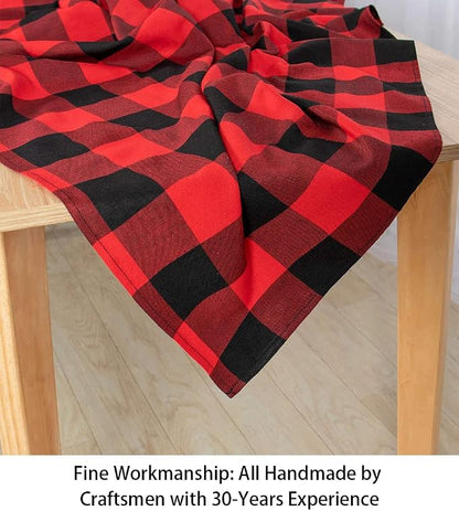 ShinyBeauty Rectangular Tablecloth 60"X120" Red and Black Checkered Tablecloths - Image 3