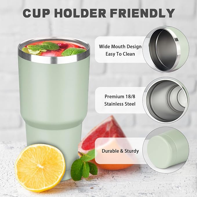 30 oz Tumbler with Lids and Straws, Stainless Steel Insulated Coffee Tumbler - Image 3
