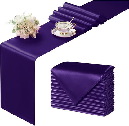 Manyshofu Dark Purple Satin Table Runner 12x108 by Manyshofu