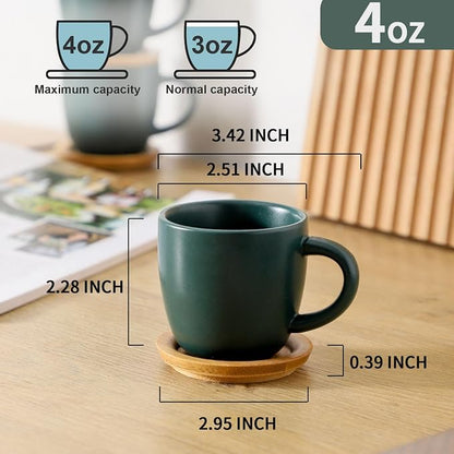 Hasense Stackable Porcelain Mini Espresso Cups and Saucers Set of 6, 4 OZ - Image 2