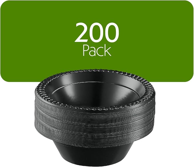 PLASTICPRO 200 PCS Black Plastic Bowls Light Weight 12 oz Plastic Soup Bowls - Image 6