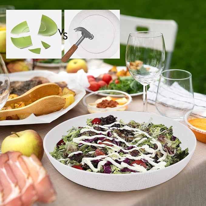 Salad Bowls 10inch Serving Bowls 65oz Large Salad Bowls Wheat Straw Bowls Set - Image 6