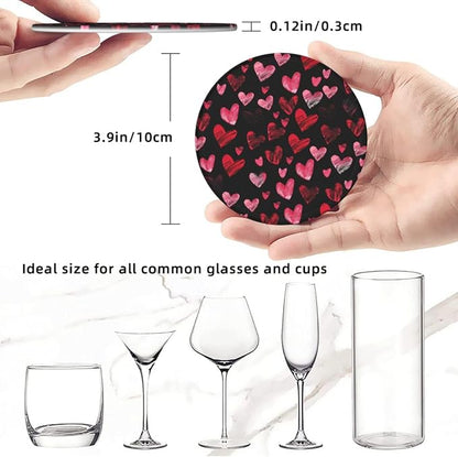 Watercolor Black Pink Red Heart Coasters - Image 3