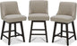 CHITA Counter Height Swivel Bar Stools Set of 3, FSC Certified Upholstered Counter Stools, Modern Swivel Barstools with Wood Legs for Kitchen Island, 26" Seat Height, Fabric in Tan