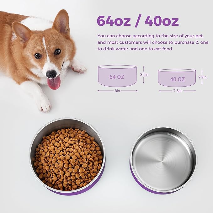 WENBOKMIN Dog Bowl, Stainless Steel Food and Water Bowl, Dishwasher Safe - Image 2
