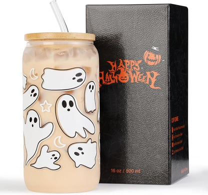 Halloween Ghost Fall Glass Cup - Image 2