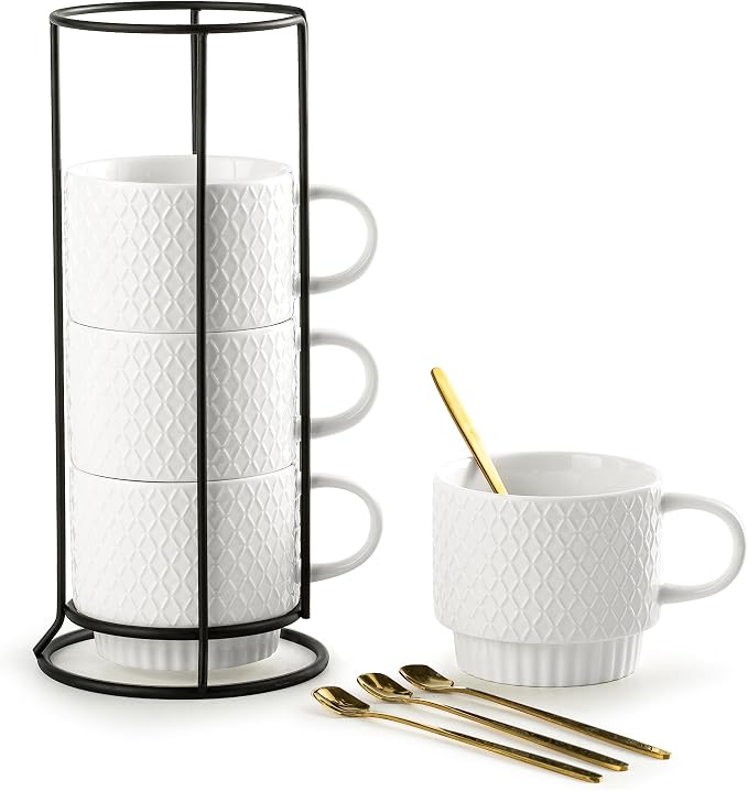 Gomakren Stackable 13oz Coffee Mugs Set of 4 by Gomakren