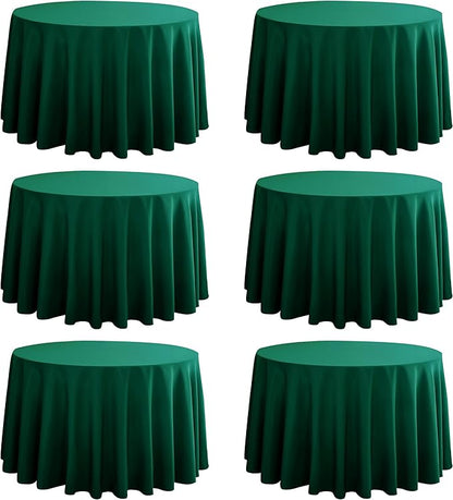 6-Pack Round 120-inch Blackish Green Table Cloths, Solid Stain and Wrinkle Resistant Circular Tablecloth, Premium Plain Weave Polyester Fabric Table Linen Covers for Hotel, Banquet