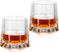 KAMMAK Crystal Old Fashioned Glass Set of 2, 8.79 oz (260ml) Hand Blown Whiskey Glasses, Tumbler with Delicate Rim & Weighted Base, Lead-Free Barware for Scotch, Bourbon, Cocktail