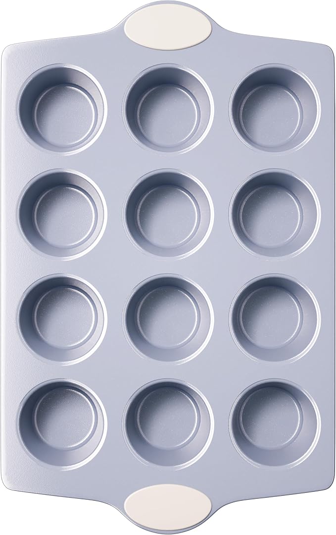 BRONYPRO 12-Cup Ceramic Nonstick Muffin Pan & Cupcake Tin, Cream White | Healthy by Bronypro