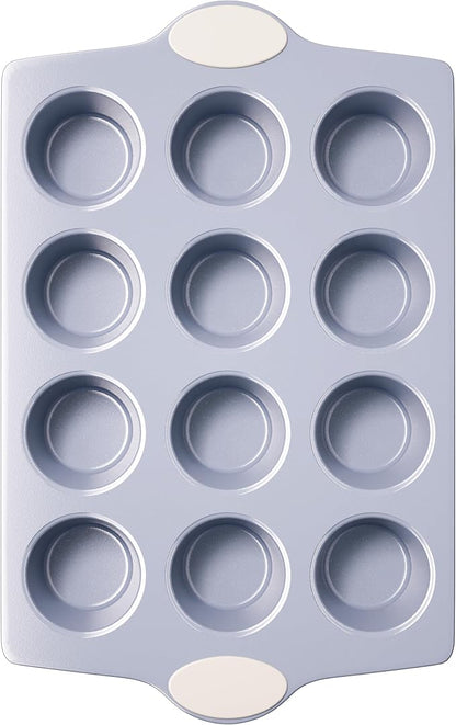 BRONYPRO 12-Cup Ceramic Nonstick Muffin Pan & Cupcake Tin, Cream White | Healthy by Bronypro