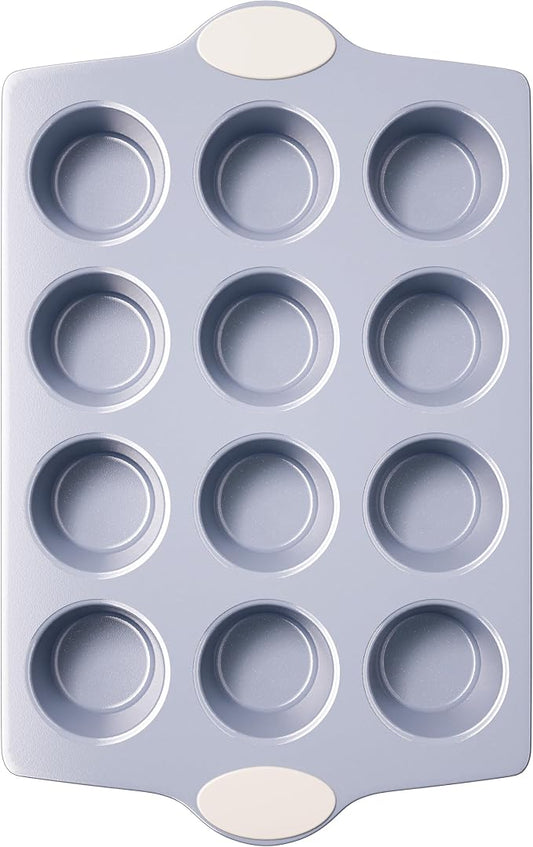 BRONYPRO 12-Cup Ceramic Nonstick Muffin Pan & Cupcake Tin, Cream White | Healthy by Bronypro