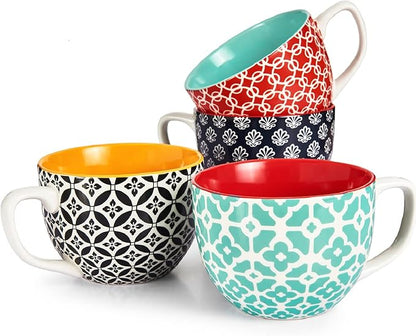 DOWAN 24 OZ Boho Mosaic Soup Mugs by DOWAN