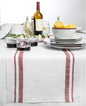Solino Home 100% Linen Table Runner, 14 x 72 in, Burgundy and White Striped | by SolinoHome