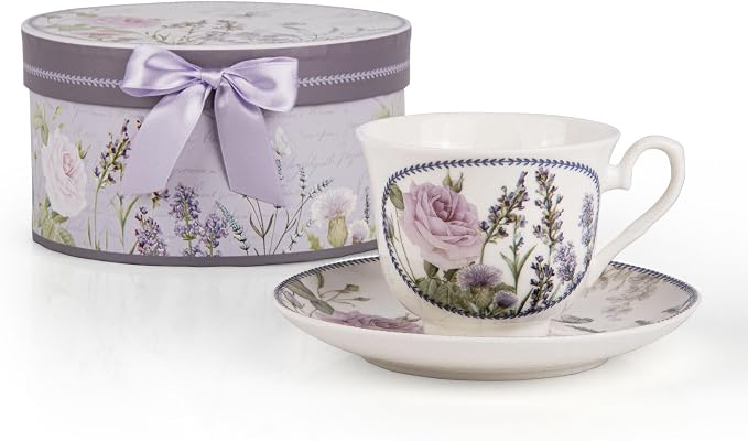STP GOODS Bone China Tea/Coffee Cup and Saucer in Gift Box Fine Bone China by STP-Goods