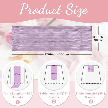 Lilac Table Runner, 10 Ft 120 in Cheesecloth Table Runner, Rustic Spring Table Runners for Wedding, Party, Bridal Shower, Boho Table Runners for Valentines Easter Mardi gras