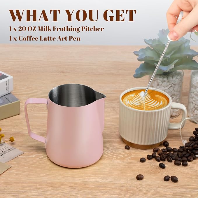Amrules Milk Frothing Pitcher, 20 oz Milk Frother Cup - Image 3