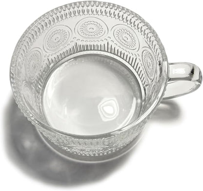 Vintage Embossed Sunflower Retro Glass Coffee Mug Cup 14 ounce Stackable - Image 5