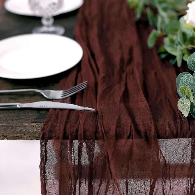 Efavormart 10ft Burgundy Cheesecloth Table Runner - Image 8