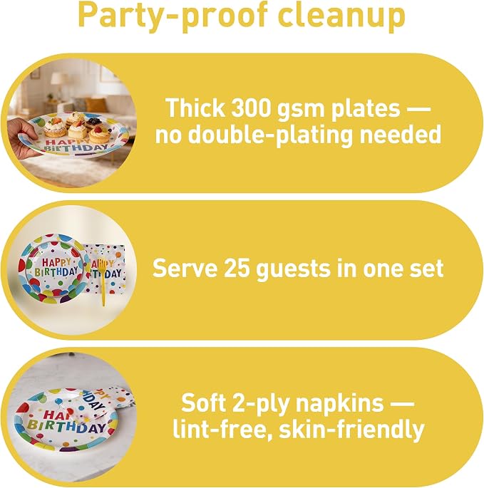 100 Pcs Disposable Birthday Party Tableware Set - Image 7