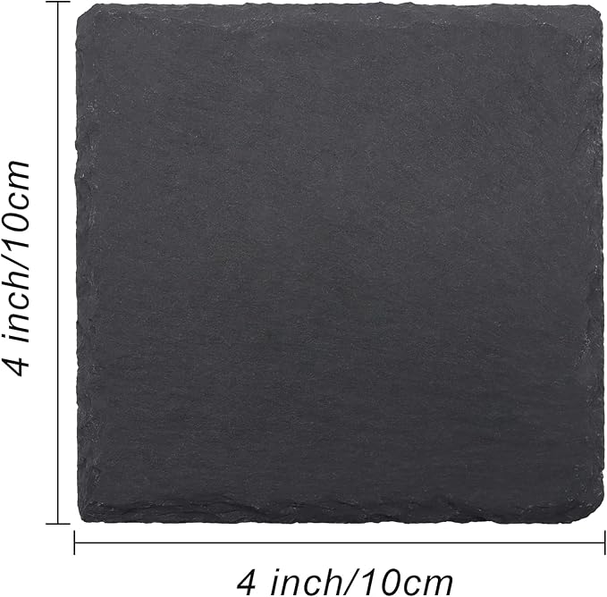 24 PCS Square Slate Drink Coasters Set, SIJDIEE 4 Inch Laser Engraving Black - Image 2