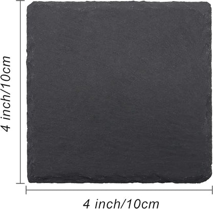 24 PCS Square Slate Drink Coasters Set, SIJDIEE 4 Inch Laser Engraving Black - Image 2