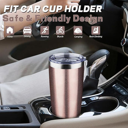20 oz Tumbler with Lids and Straws, Stainless Steel Insulated Coffee Tumbler - Image 6