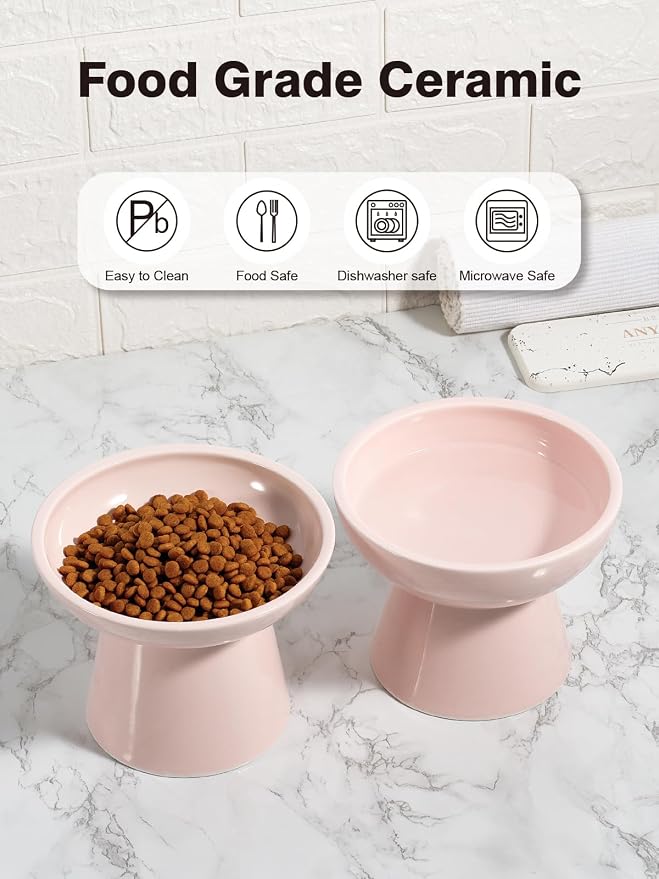LoeJan Elevated Cat Food and Water Bowls Set, Extra Wide and Raised Ceramic - Image 7
