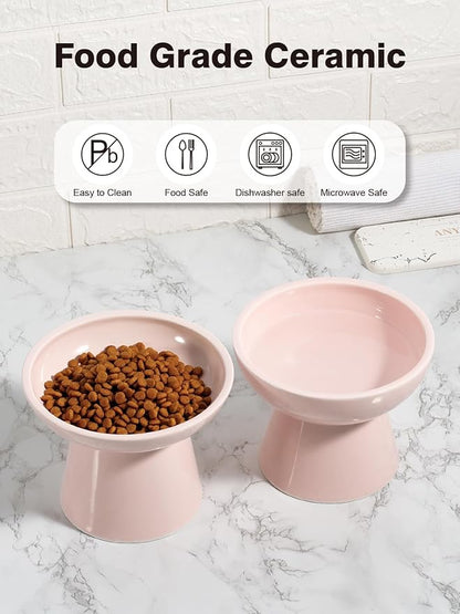 LoeJan Elevated Cat Food and Water Bowls Set, Extra Wide and Raised Ceramic - Image 7