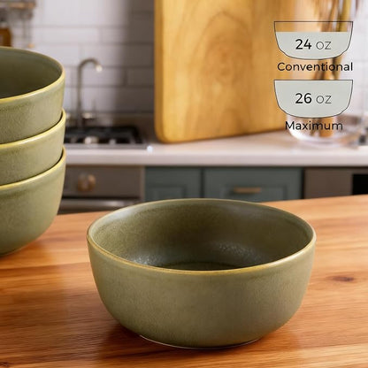 AmorArc Stoneware Cereal Bowls Set of 4, 26oz Soup Ceramic Bowls Set | Modern - Image 4