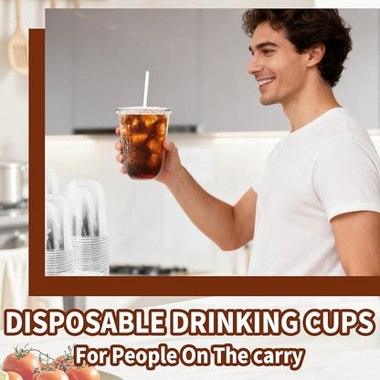 Alaeseje 100 Pack 16 oz Clear Plastic Iced Coffee Cups - Image 4