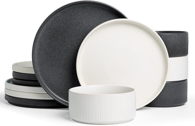 Famiware Star Stoneware Dinnerware Set, Reactive Glaze Plates & Bowls by Famiware