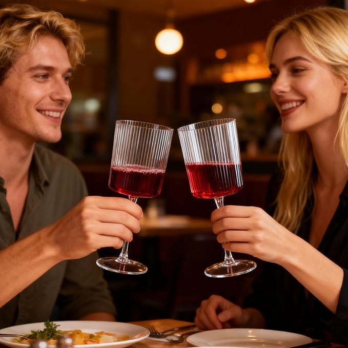 YOUBET 24Pack Plastic Ribbed Wine Glasses - Image 7