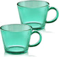 13oz Vintage Coffee Mugs 2 pack Striped Glass Tea Cups by Unknown
