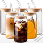 Glass Cups with Lids and Straws 6 pcs, 16 oz-DWTS Cute Tumbler, Beer Drinking by DWTSDANWEITESI