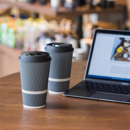 Disposable Coffee Cups With Lids - 16 oz To Go Coffee Cup. Large Travel Cups - Image 4