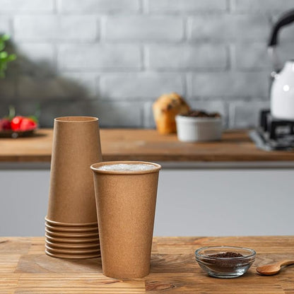 GUSTO [16 oz. - 200 Count Kraft Disposable Paper Cups, Hot Coffee Cups Brown - Image 6