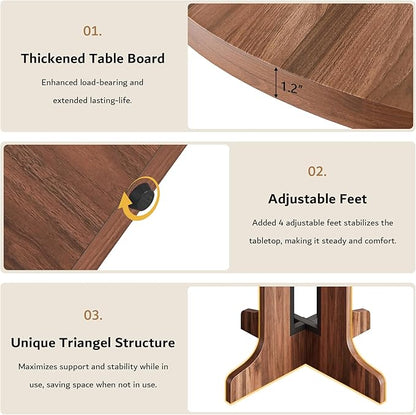 iPormis 59" Round Extendable Dining Table for 4-6, Modern Kitchen Table with Heavy Duty Pedestal Base & Wooden Top, Oval Dining Room Table for Dining Living Room, Easy Assembly, Walnut
