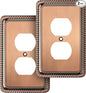 Henne Bery Rope Edge Decorative Wall Plate Switch Plate Outlet Cover (Single Duplex, 2 Pack, Antique Copper)
