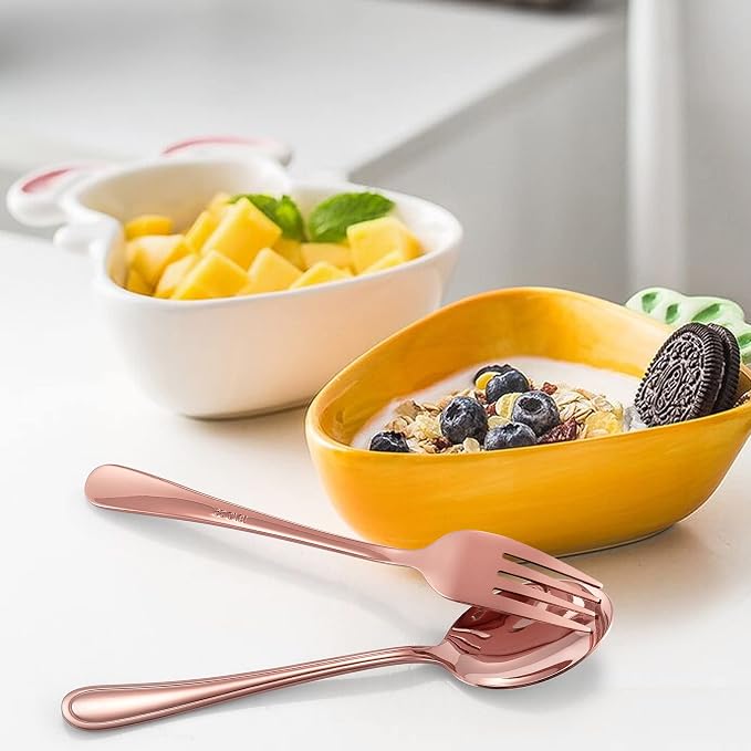 LIANYU 12-Piece Rose Gold Kids Silverware Set, Stainless Steel Toddler Utensils - Image 7