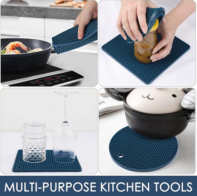 Silicone Trivets for Hot Dishes, Flexible Jar Opener Food Grade Spoon Holder - Image 4
