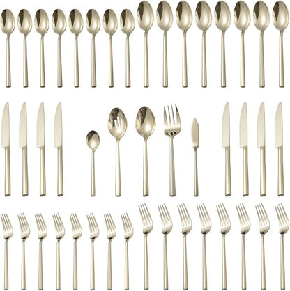 Alata Potter Champagne Gold 45-Piece Forged Silverware Set by Alata