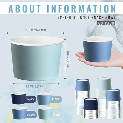 Jingmore Paper Ice Cream Cups 9oz Colored Disposable Dessert Bowls - Image 2