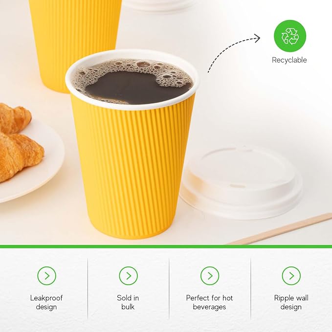 Restaurantware 12 Ounce Ripple Wall Disposable Coffee Cups, 500 Insulated - Image 6