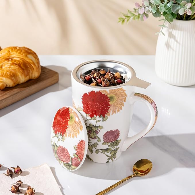AmorArc Tea Cup With Infuser and Lid, 18oz Loose Leaf Tea Mug With Steeper | - Image 2